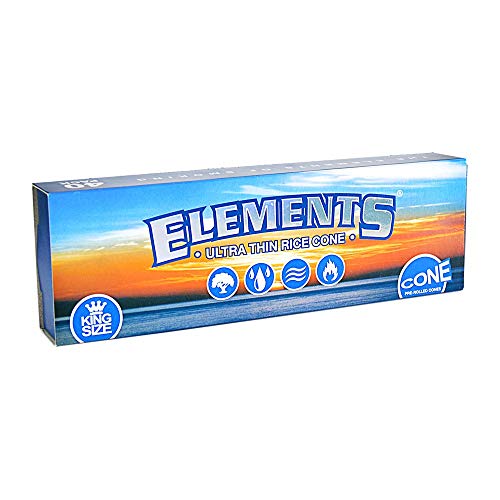 Elements Ultra Thin Rice Rolling Papers - King Size Cones 40 Per Pack (1 Pack)