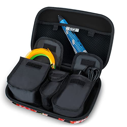 USA GEAR Craft Case Compatible with 3Doodler Create, Dikale 07A, Tecboss 3D Pen, Soyan 3D Printing Pen, 7TECH 3D and Other 3D Printing Pens-Storage for 3D Printing Filament, Cables & More - Floral