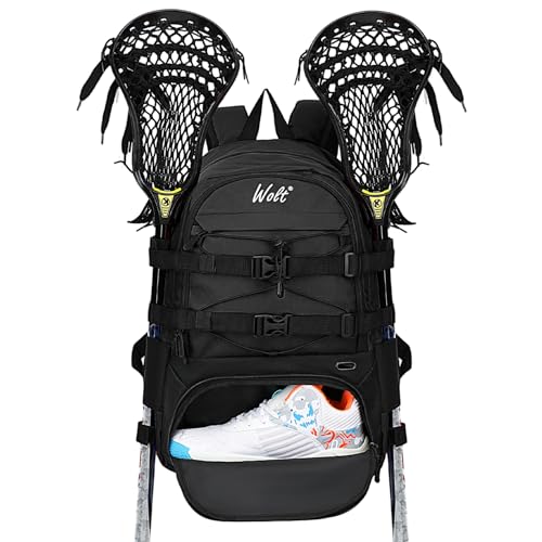 image for WOLT Lacrosse Bag-Lacrosse Backpack with Two Sticks Holder-Large Field