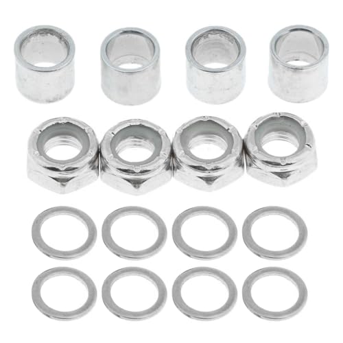 Kangnice Metal Skateboard Bearing Spacer Truck Washer Set Standard Skateboard Accessory Skateboard Washers Bearing Spacers Nut