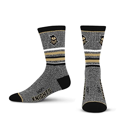 For Bare Feet Mens NCAA Central Florida Knights 5 Star Crew Sock Marble Grey Large