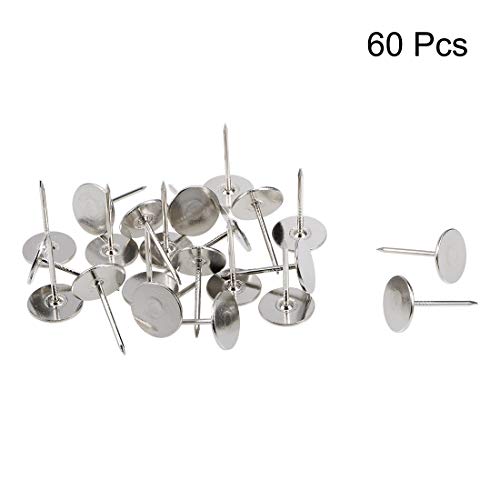 Uxcell Upholstery Nails Tacks 16Mmx25Mm Flat Head Furniture Nails Silver Tone For Furniture Sofa Headboards, 60 Pcs #TOP1