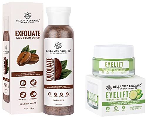 Image of Bella Vita Organic Eyelift Eye Cream Gel, 20g & Organic Face & Body Scrub, 75g