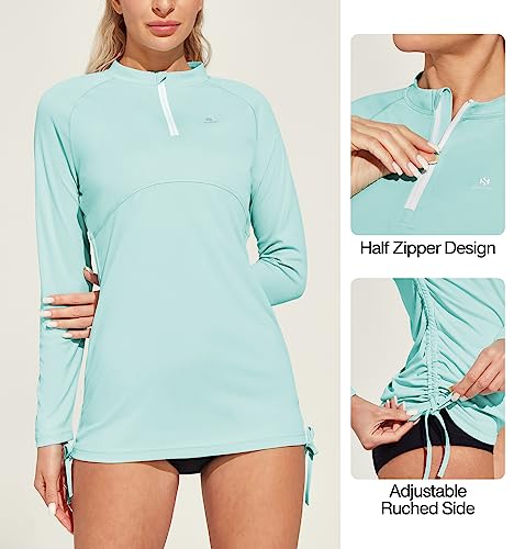 Image of Heathyoga Rash Guard for Women UPF 50+ UV Sun Protection Swim Shirt for Woman Long Sleeve Swimsuits Bathing Suit Tops