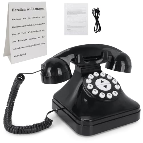 Pabbyeey Audio Gästebuch Hochzeit Telefon Hochzeit Gästebuch Alternative mit Sprachaufnahme Telefonrecorder für Hochzeit Geburtstag & Events Audionachrichten direkt am Telefon abhörbar(Schwarz)