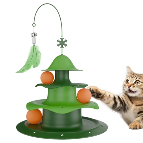 Jouet de piste pour chat, tour de puzzle interactive à 3 niveaux pour chats, station de jeu d'enrichissement de base avec boules roulantes, conception de jeu...