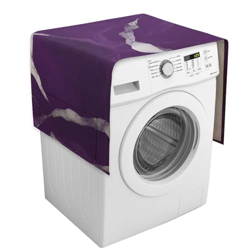 Dark Purple Texture Washing Machine Cover with Storage Pockets, Dust-Proof Washer And Dryer Top Protector Covers, Durable Fridge Dust Cover for Kitchen Appliances