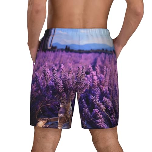 Men's Swim Trunks Quick Dry Board Shorts Romantic Lavender Beach Shorts with Pocket Bathing Suits for Men3