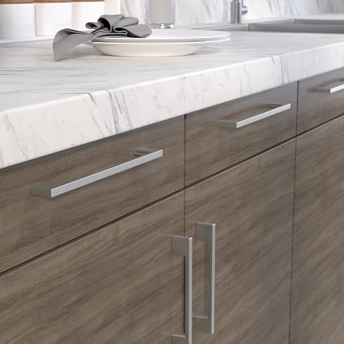 Image of Richelieu Hardware BP8160192195 Armadale Collection 7 9 /16-inch (192 mm) Center-to-Center Brushed Nickel Modern Cabinet and Drawer Pull Handle for Kitchen, Bathroom, and Furniture