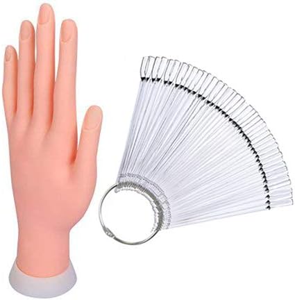 Store2508 Combo Offer Nail Art Practise Hand and 50 Pcs Transparent Artificial Nail Swatches for Nail Art Practise & Training
