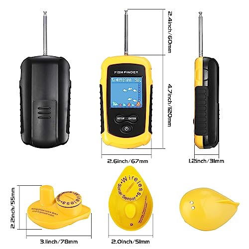 Image of Atibin Portable Kayak Depth Finder Fishing Wireless Castable Fishing Finder Transducer Canoe Shore Fish Finder Detector Sonar Handheld Sea Lake