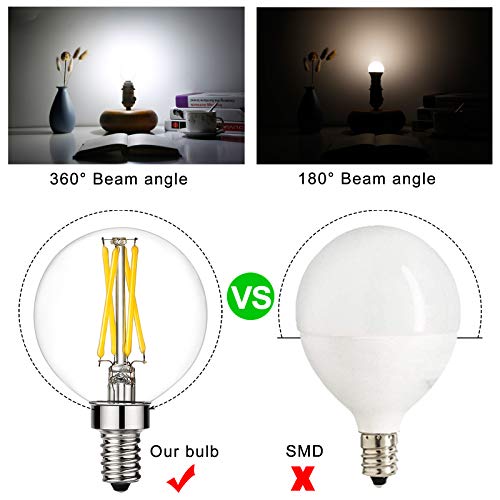 Image of LiteHistory G16 E12 Led Bulb,40 watt Candelabra Light Bulbs,Daylight 5000K