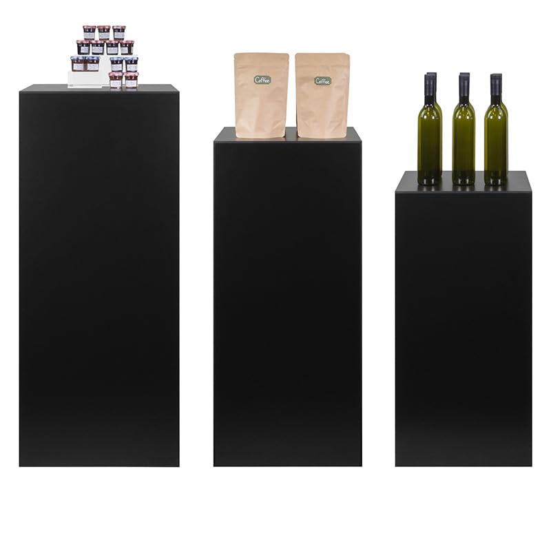 Image of shopPOPdisplays 3 Pcs Pedestal Stand Set - Black Expanded PVC - Lightweight, Space Saving, Compact Storage - Plinth Pillar for Party, Events, Retail, and Exhibits - 50lb. Capacity (Large Set)