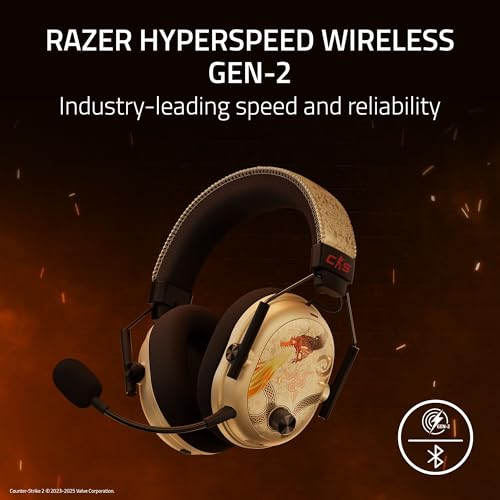 Image of Razer BlackShark V3 Pro Wireless ANC Gaming Headset for PC: Full Band Mic - 50mm Drivers - 2.4 GHz, Bluetooth, USB, 3.5mm - Works with Mac, PS5, Nintendo Switch, Smartphone - Counter-Strike 2 Edition