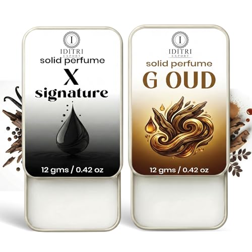 Image of Solid Perfume |x signature&G oud Alcohol Free Wax Perfume Balm, Long Lasting | Pocket Tin 12g, Pack Of 2| Non Greasy Smooth Glide, Travel Friendly Men And Women