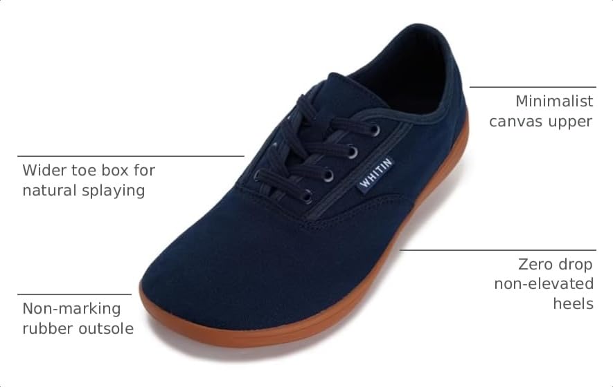 Image of WHITIN Men's Wide Toe Box Barefoot Shoes W87 | Zero Drop for Natural Ground feel, Toe Freedom for Wide Feet, Ideal for Walking, Gym, Lightweight Training, Casual Wear