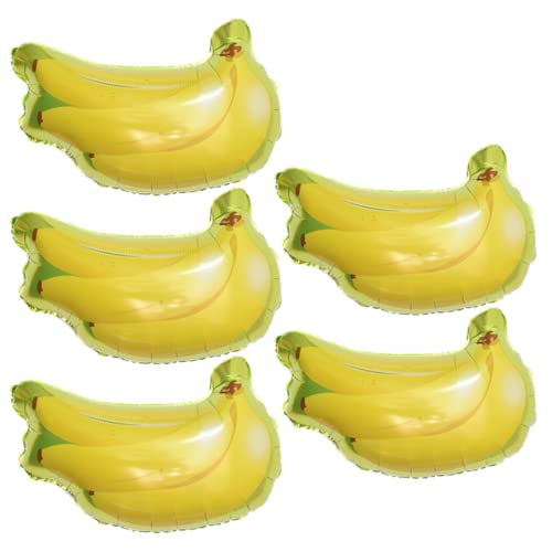 ZPLMIDE Lot de 5 ballons en aluminium en forme de fruits, pastèque, ananas, fraise, banane, raisin, mariage, fête d'anniversaire (banane) Cover