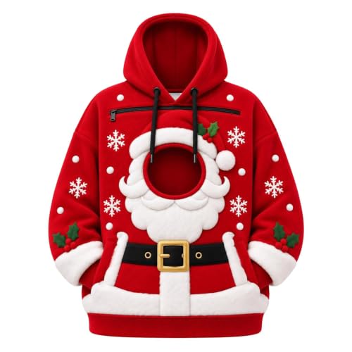 Cat Hoodie with Pouch Christmas Women Y2K Santa Sweat Shirt with Pocket - image 1