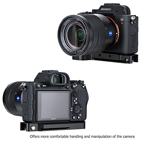 Image of JJC GP-X1EM Grip Extension Metal Bracket for Sony A7V A7IV A7III A7RV A7RIV | for A7 V IV III II A7R5 A7R III II A7SIII A9 II A1, Arca Swiss Quick Release Base with 1 /4 inch-20 Tripod Hole & Cold Shoe Mount