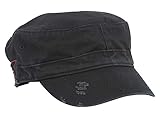 MG Distressed Washed Cotton Cadet Army Cap (Black)