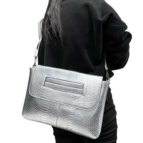 Image of Women Classic Crocodile Pattern Faux Leather Clutch Purse Oversized Female Shoulder Bag Messenger Handbag