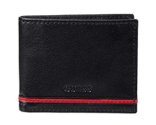 Guess Men's Leather Passcase Wallet, Black Reeve, One Size