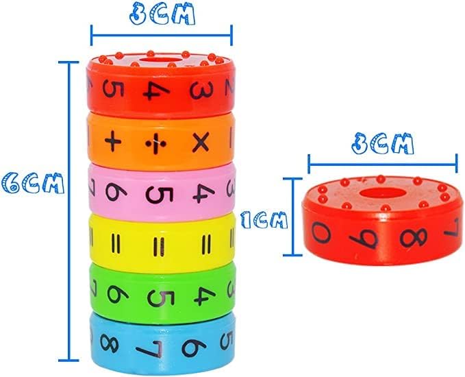 Image of Magnetic Arithmetic Learning Toy for Kids | Educational Maths Game for Ages 7 to 10 | Colorful Magnetic Building Blocks for Addition, Subtraction, Multiplication, and Division (1 Set 6 pcs) (1)