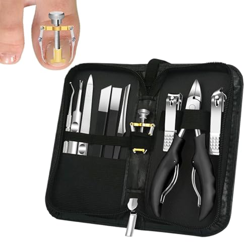 Fingernail Clipper Set, Nail Clipper Set, Kit de de acero inoxidable 10x, Herramientas de cuidado personal con estuche, corte de uñas en el hogar para viajar en casa