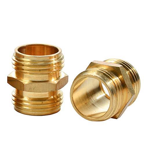 Sanpaint 2 Pack 3/4 Inch Brass Garden Hose Adapter Male To Male Quick Connector #TOP3