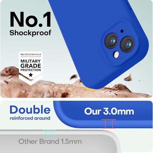 Image of LOVE 3000 Designed for iPhone 13 Case, Premium Silicone with [Camera Protection] [Soft Anti-Scratch Microfiber Lining] Shockproof Protective Phone Case for iPhone 13 Women Men Girls 6.1 inch, Klein Blue
