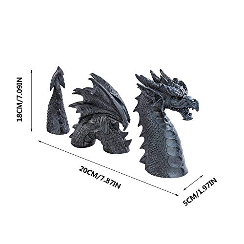 Large Dragon Gothic Garden Decor Statue - The Dragon of Falkenberg Castle Moat Lawn Statue, Garden Sculptures & Statues, Funny Outdoor Figurine, Yard Art, Frost and Winter-Resistant Statue for Garden