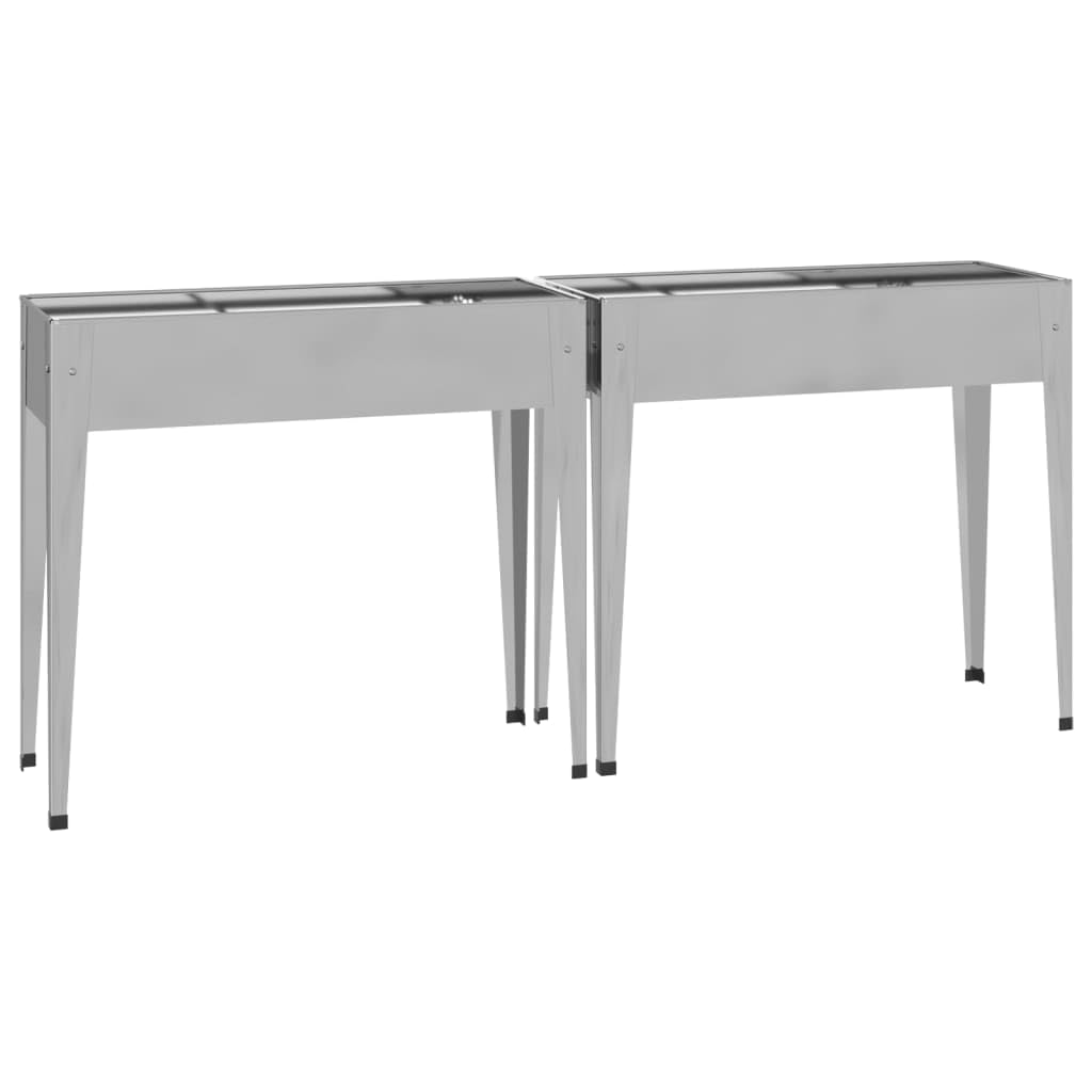 Jardinera de jardín de 2 piezas de acero galvanizado con patas altas para plantas y flores, jardinera elevada amplia y profunda para huerto, hierbas aromáticas, decoración para balcón, patio