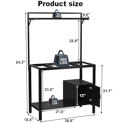 GDLF 40-50 Gallon Fish Tank Stand with Plant Shelf Metal Aquarium Stand with Cubby Storage 36.6" x 18.5" Tabletop fits Aquarium,Turtle Tank,or Reptile Terrariums