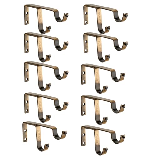 Image of Arena Curtain Rod Support Vintage Style Double Curtain Rod Holders / Window Curtain Holder with Antique Brass Finish for Curtain Accessories (CB242) (Pack of 10)