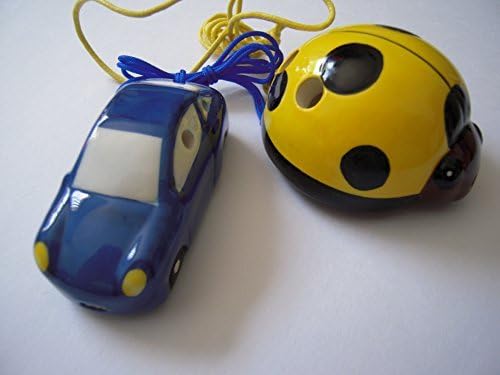 Super Deal! Yellow Lady Bug/Blue Car 4 Holes Novelty Pendant Ceramic Ocarina - Great Gift, Dexterous, Easy to Carry and Learn. Linn's Arts! ASIN: B00W81UO8M