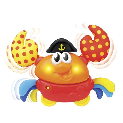 Image of Winfun: Shakin 'N Wobble Crab - Lights & Sounds Motion Toy, Button Activated Sideways Crab Walk, Flashing Lights, Sensory Toy, Baby Toddler Ages 9mo+