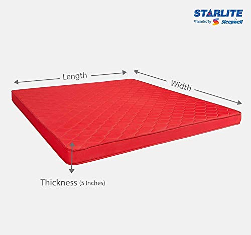 Image of Sleepwell Starlite Mega Extra Firm Queen Size Foam Mattress (78x60x5 Inches)