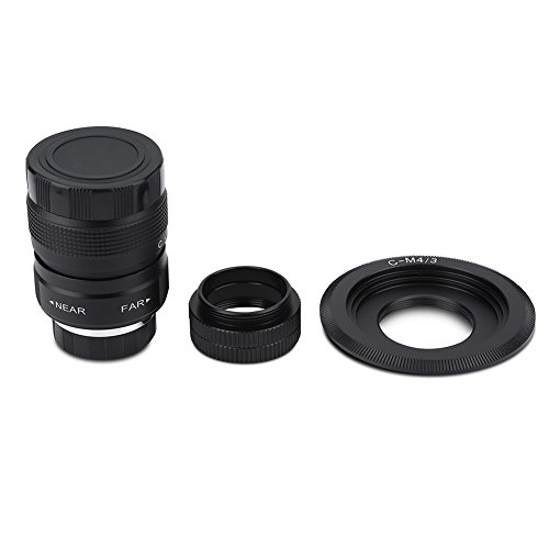 Camera Lens, C Mount Lens 25mm f 1 4 Lens Metal C M4 3 Adapter Macro Ring for EPL5 EPM3 EPL7 OM D
