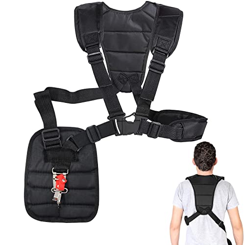 WenYa Adjustable Strimmer Harness Trimmer Padded Double Shoulder Strap with Nylon Belt for Brush Cutter Garden Trimmer Lawn Mower Black