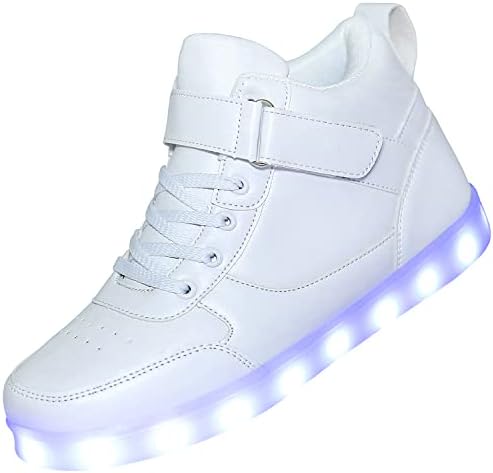 LakeRom Kids Light up Shoes Led Sneakers USB Charging Flashing Trainers for Boys Girls High Top Sneakers White40