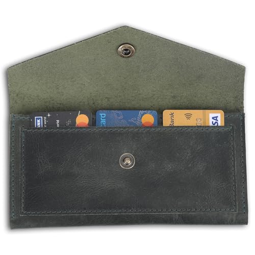 Green Leather Money Bag Wallets for Women - Handcrafted Leather Cash Envelopes for Budgeting Binder - Currency Holder Money Bag for Cash, Money Organizer for Cash Travel Purses for Women4