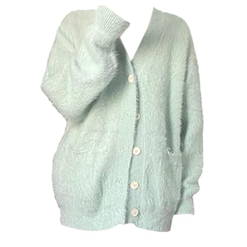 Oversized Cardigan Mint Green Sweater Jacket Long Sleeve Girls Womens Knitted Tops
