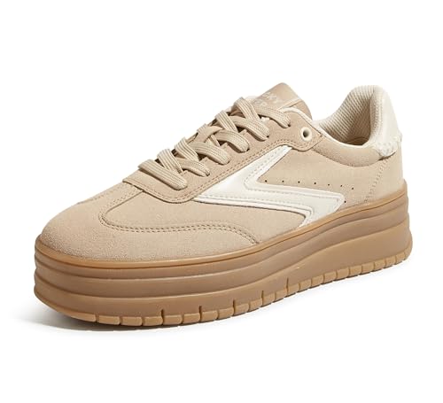 LUCKY STEP Women's Platform Sneakers Gum Sole Suede Casual Classic