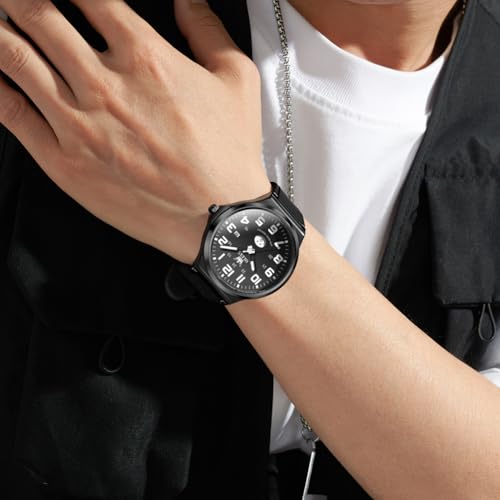 Image of OLEVS Mens Watch Original Easy Read Fashion Analog Quartz Unisex Watches Big Numer Silicone Waterproof Date Sport Watch for Man with Emoji