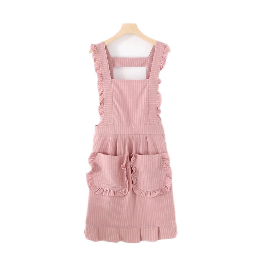 Tablier de cuisine femme rose léger et anti-taches au design coréen ultra confortable
