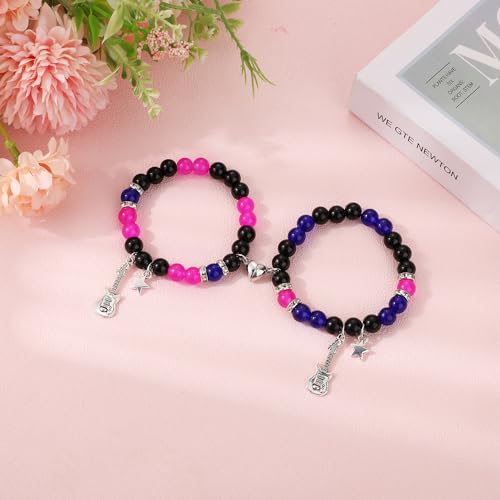 2pcs TV Girl Bracelet, Friendship Matching Magnetic Couple Bracelet Love Guitar Heart Beads Bracelets for Best Friends Bff Cosplay Accessories for Valentines Christmas Birthday Bride Bridegroom3