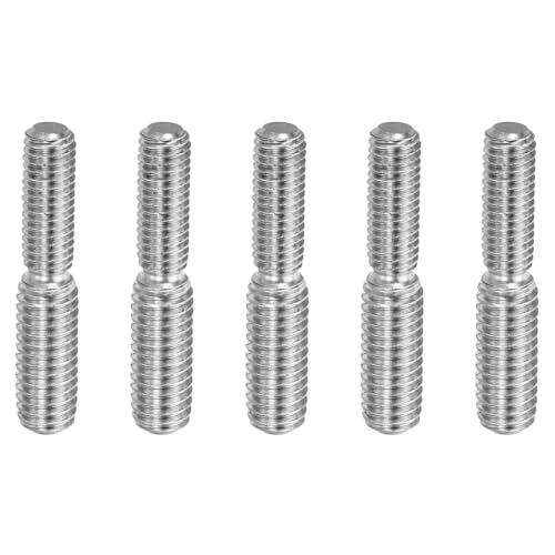 PATIKIL Tornillo Perno Roscado de Doble Extremo M5*M6*30 Paquete de 5 Pernos de Varilla de Acero Inoxidable 304 Adaptador Reductor de Rosca para Herrajes de Muebles Longitud 30mm