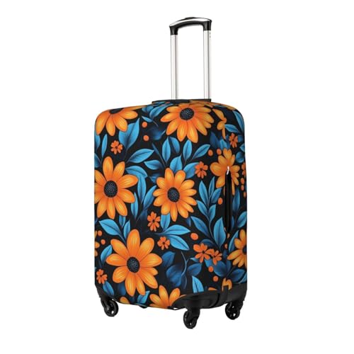 Orange Blue Floral Luggage Cover Suitcase Cover Protector Travel Suitcase Cover2