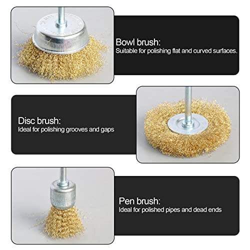 Hiqalty TS4PC 4Pcs Brass Wire Wheel Brush Kit For Drill,Crimped Cup Brush thumb #4