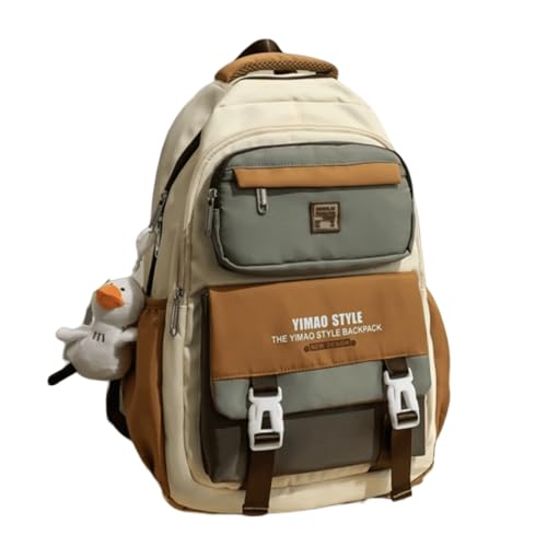 Cute Aesthetic Backpack Y2K Supplies Laptop Bag Travel Bookbag Large Capacity Japanese Style (Khaki)